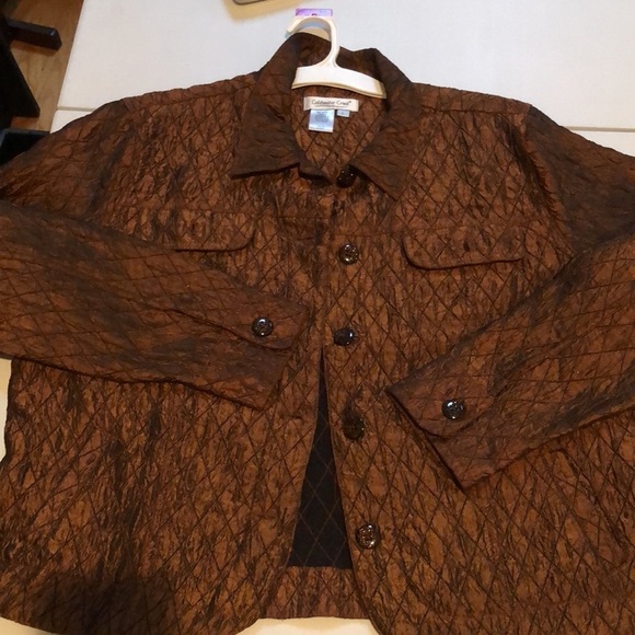Coldwater Creek size large dark bronze quilted button down jacket - Picture 4 of 9